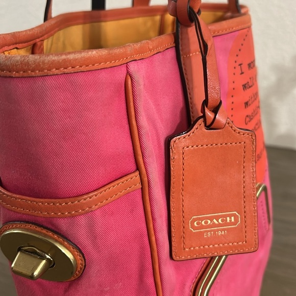 Coach 13379 Bonnie Cashin Carry Shopper Tote in Fuchsia Pink Canvas - Picture 8 of 16